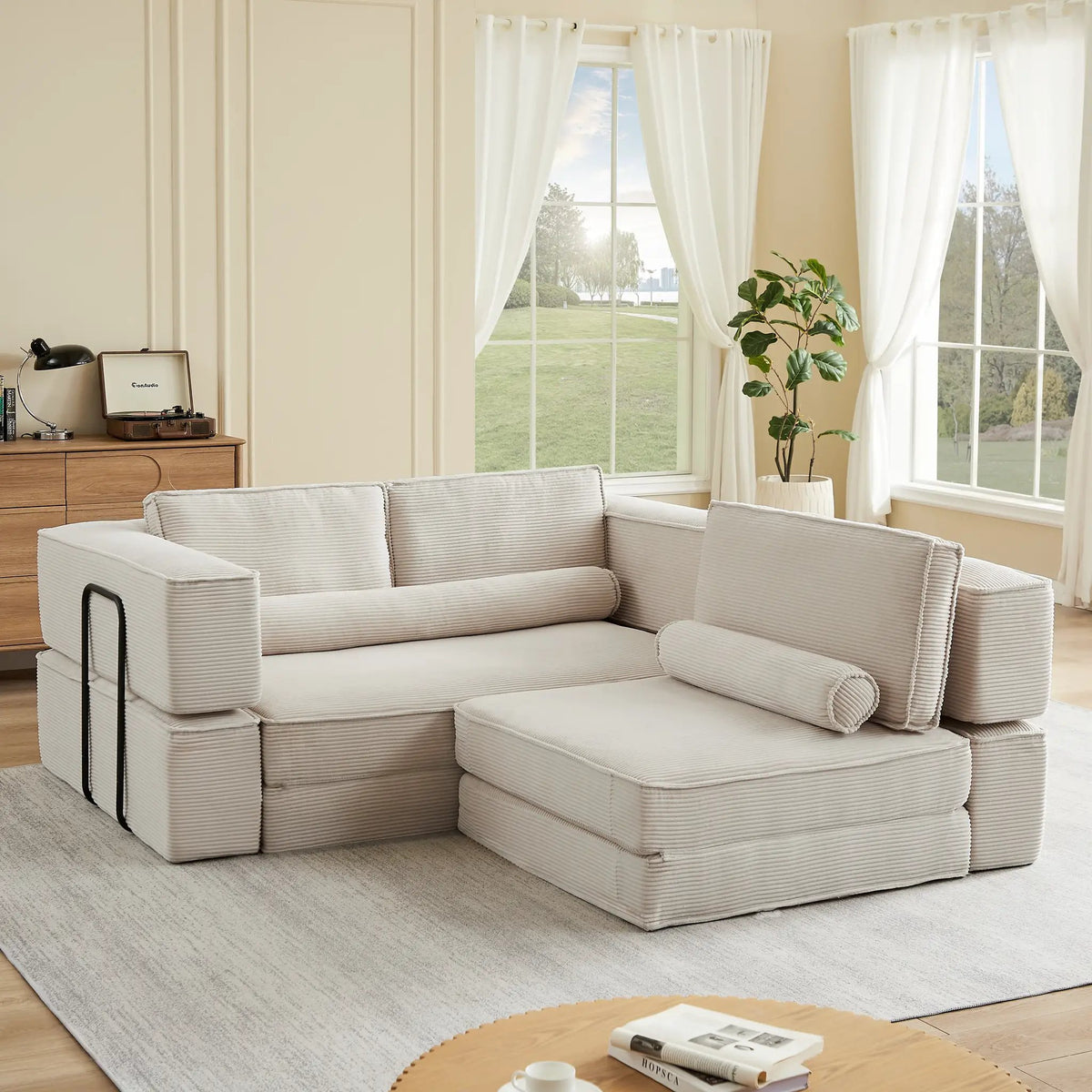 Large Modern Corduroy Sofa Can Be Freely Combined by HouseOfZazla