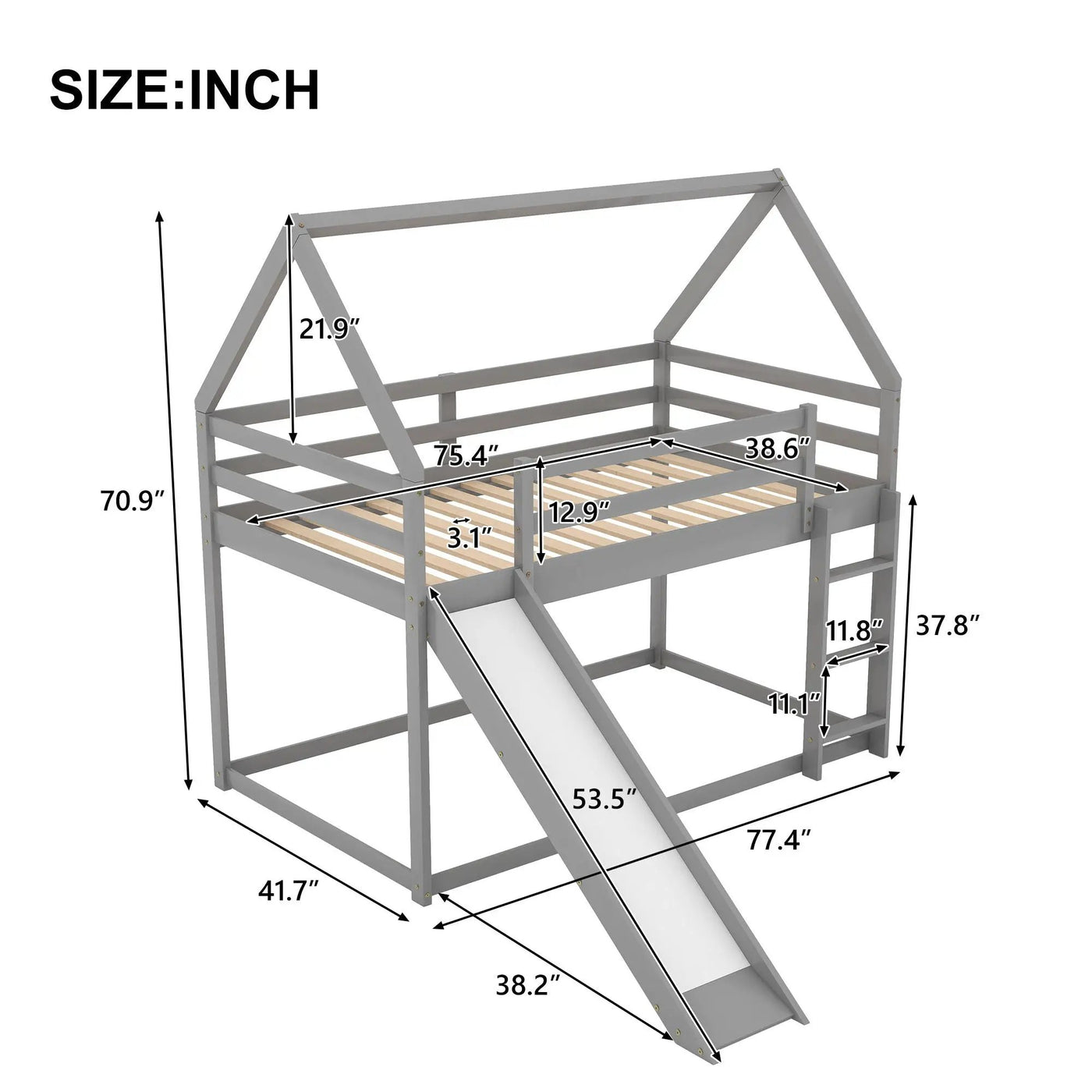 House Shape Bunk Bed With Slide And Ladder by HouseOfZazla
