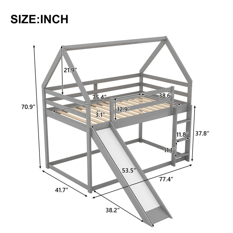 House Shape Bunk Bed With Slide And Ladder by HouseOfZazla