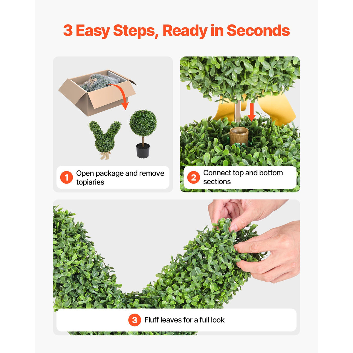 Artificial Topiary Bunny-Shape Boxwood Ball Set with Realistic Faux Foliage - Green, photo 4 of 10