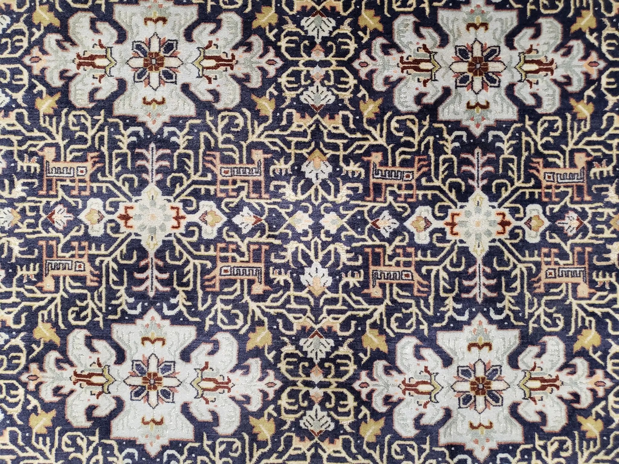 Persian Kashan Rug, Navy Blue, Hand-Knotted, Wool, 4' 8" x 7' 4", Pair A by Jewel Rugs