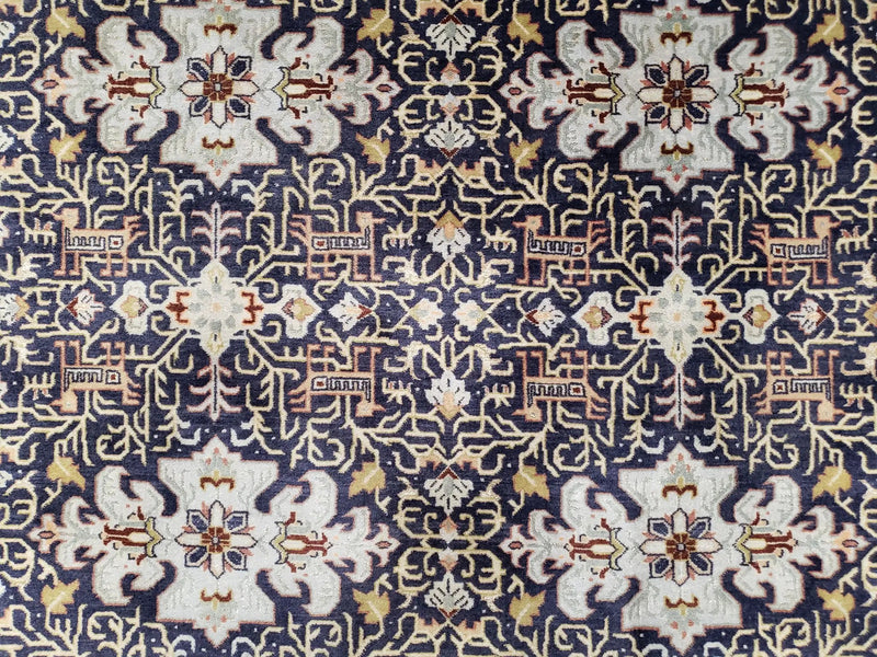 Persian Kashan Rug, Navy Blue, Hand-Knotted, Wool, 4' 8" x 7' 4", Pair A by Jewel Rugs