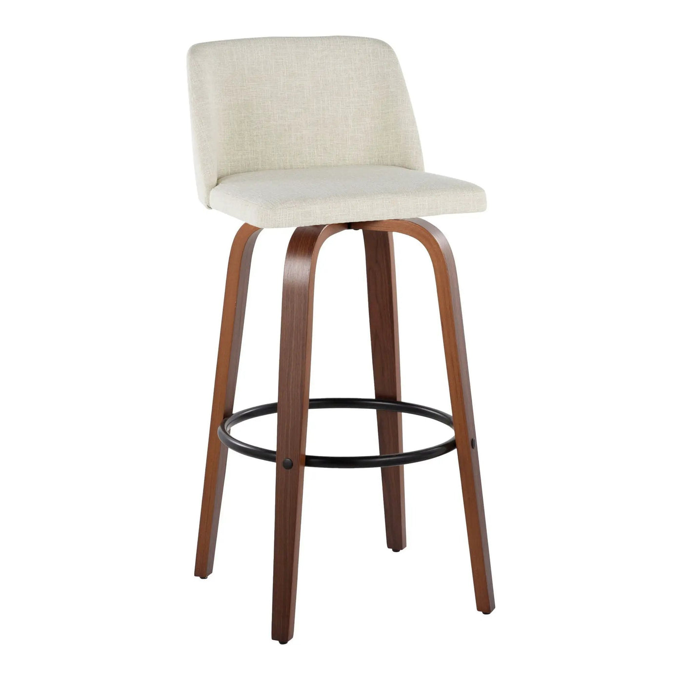 Toriano - Contemporary Fixed Height Barstool Swivel And Round Footrest (Set of 2) by HouseOfZazla