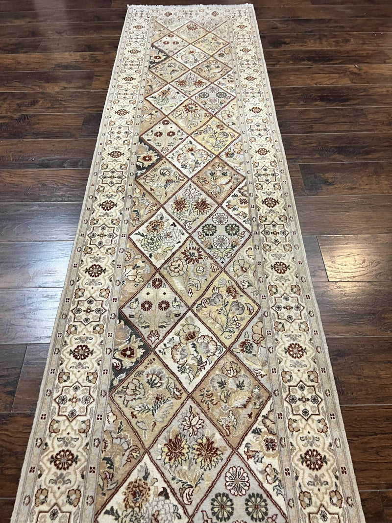 Pak Persiann Runner Rug 2.7 x 12, Handmade Wool Vintage Hallway Rug, Panel Design by Jewel Rugs