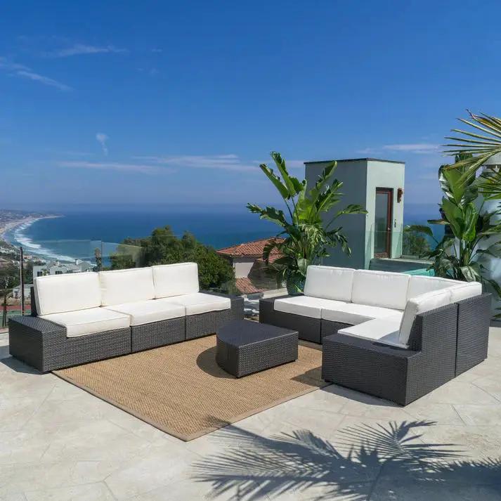 Santa Cruz Outdoor 8 Piece Sectional Set - Dark Brown by HouseOfZazla