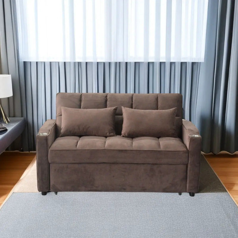 3 In 1 Convertible Sleeper Sofa Bed, Modern Fabric Loveseat Futon Sofa Couch With Pullout Bed, Small Love Seat Lounge Sofa With Reclining Backrest, Furniture For Living Room by HouseOfZazla