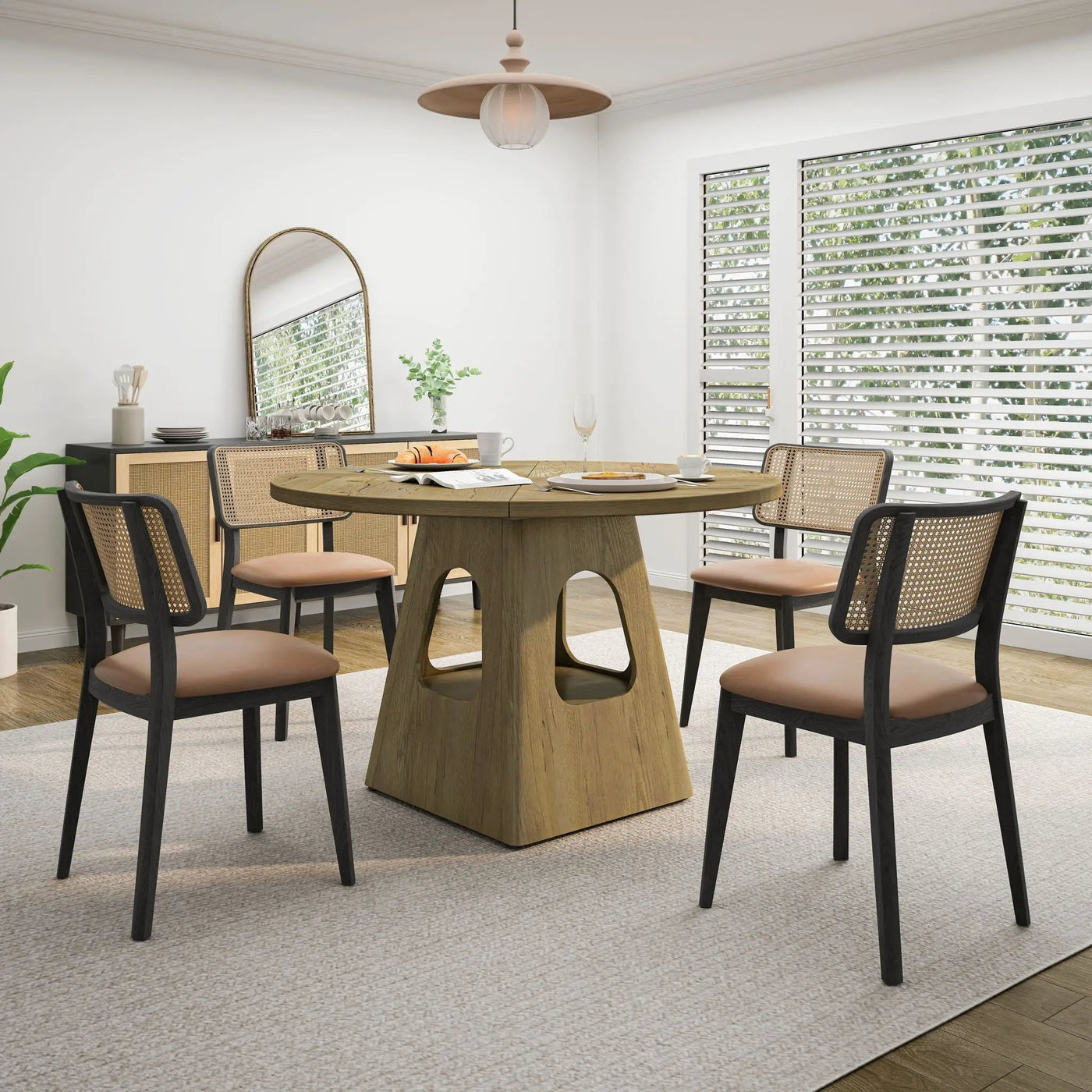 Farmhouse Round Dining Table With Storage Base by Unique Piece Furniture