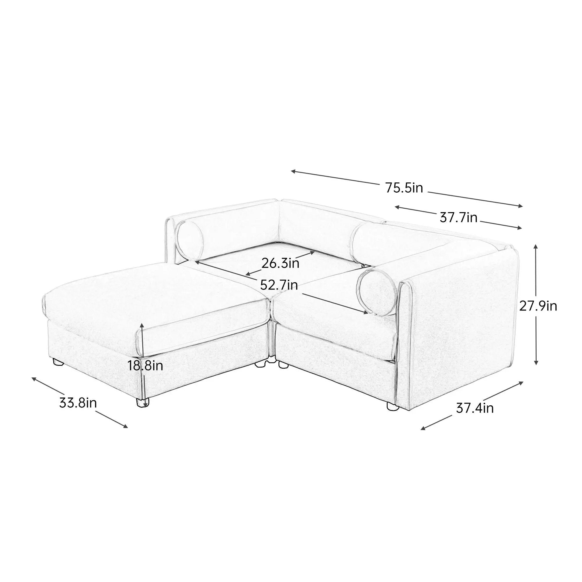 Contemporary Elegant Sofa With Storage And Ottoman by Unique Piece Furniture