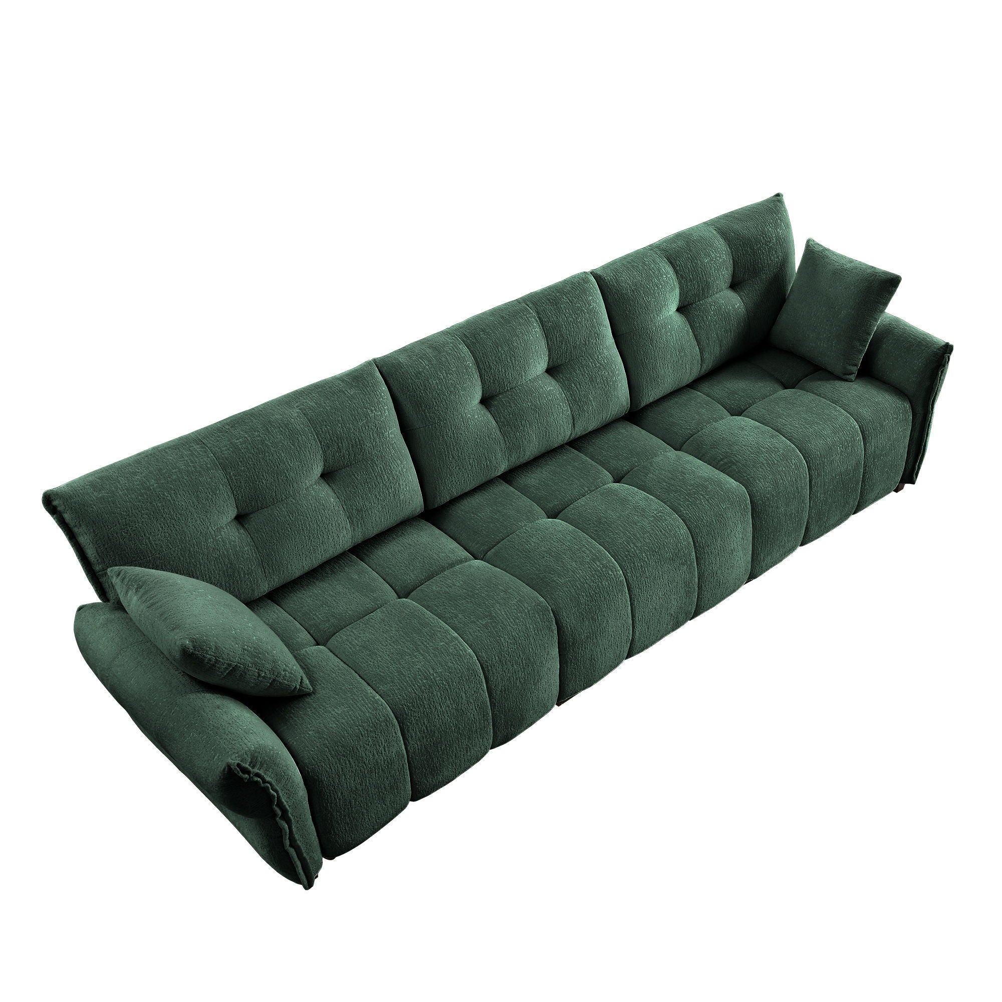 Elegant 3 Seater Sofa Set & Pillows Frame, High Rebound Cushions - Textured Green by HouseOfZazla