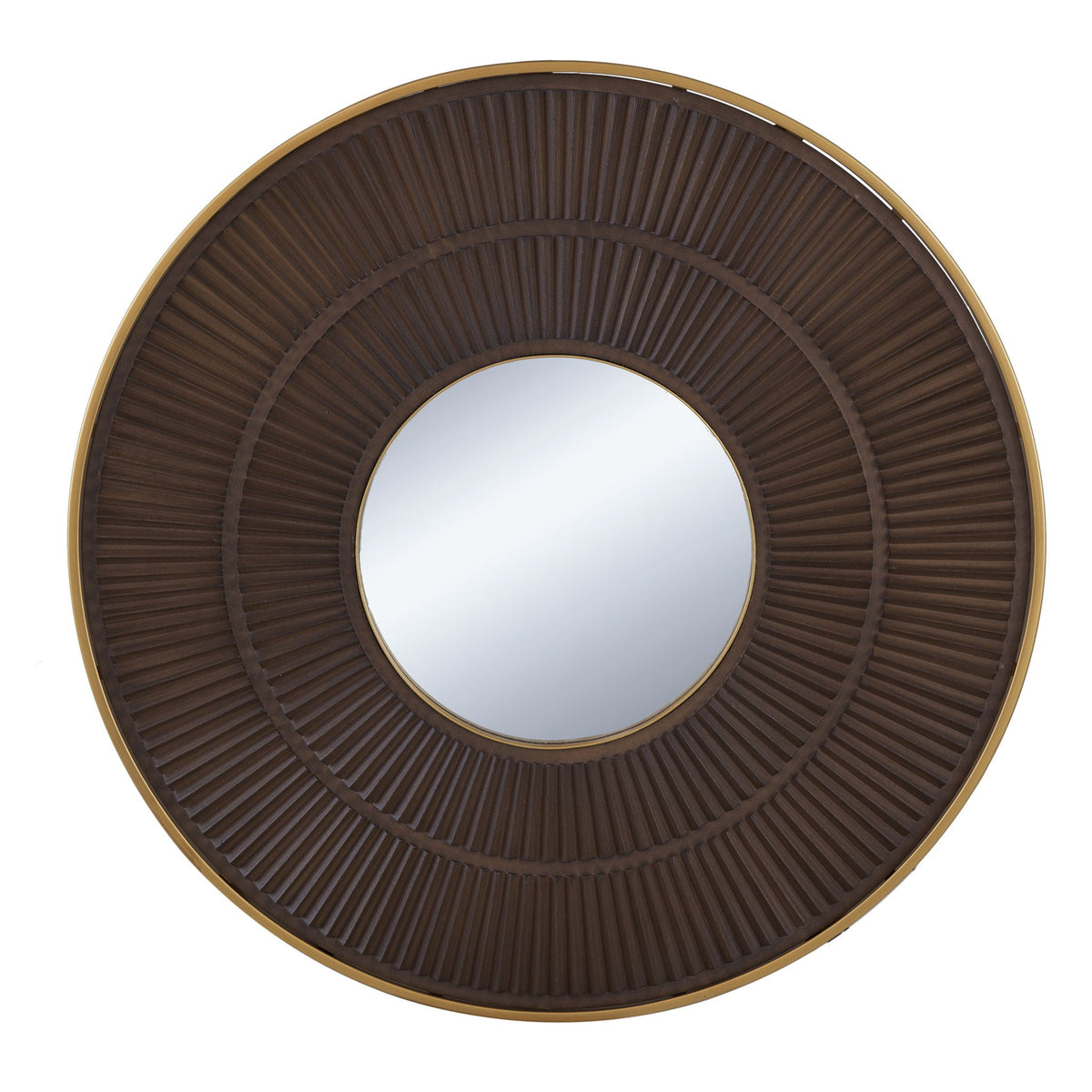 Round Wooden Wall Mirror with Iron Frame - Neutral Colorway, photo 12 of 21