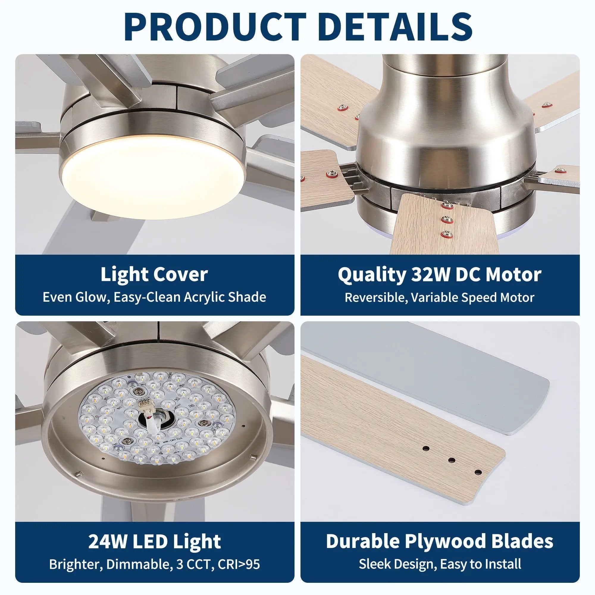Mordern Flush Mount Ceiling Fan With Light And Remote Control by HouseOfZazla