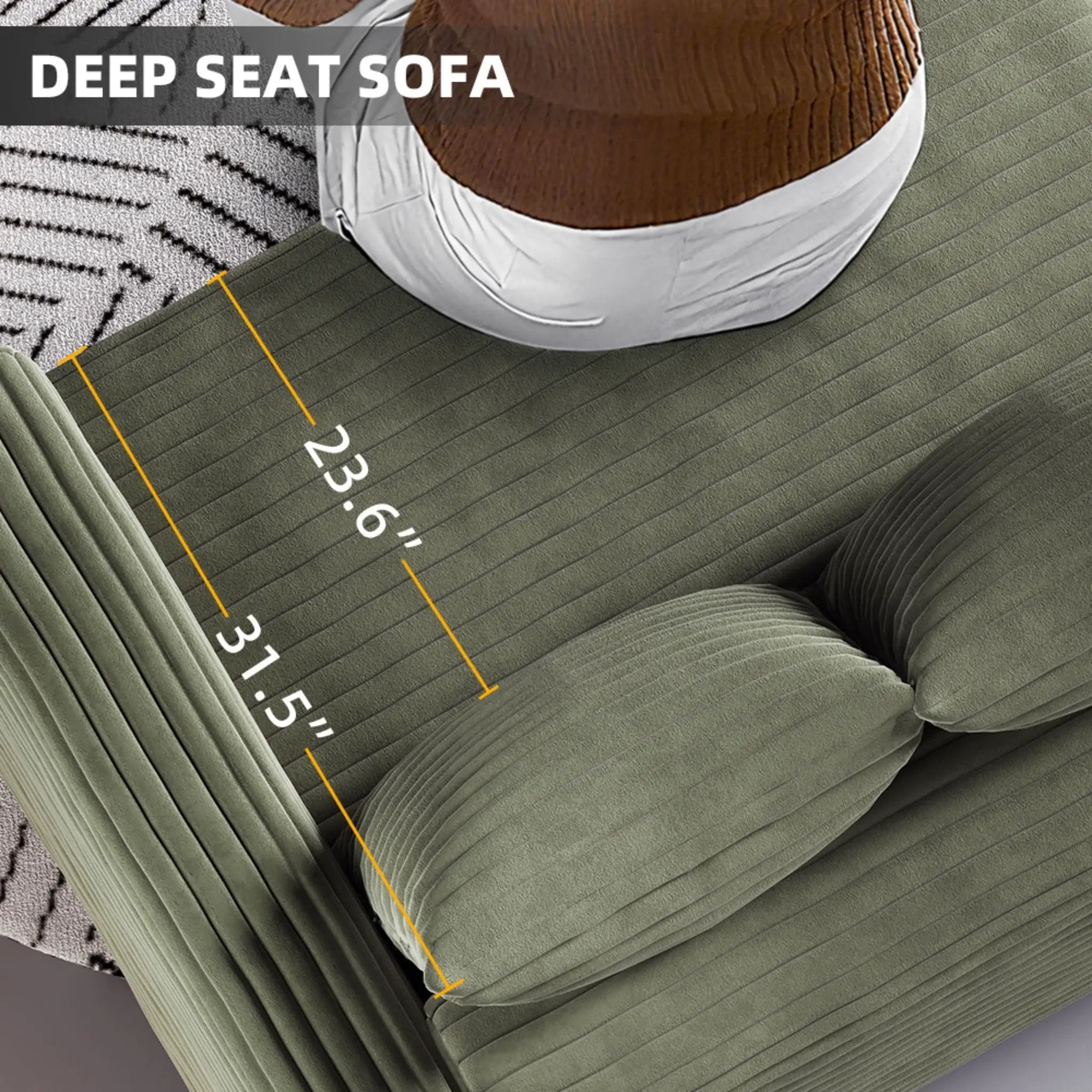 Convertible Deep Seat Sofa With Soft Pillows And Ottomans