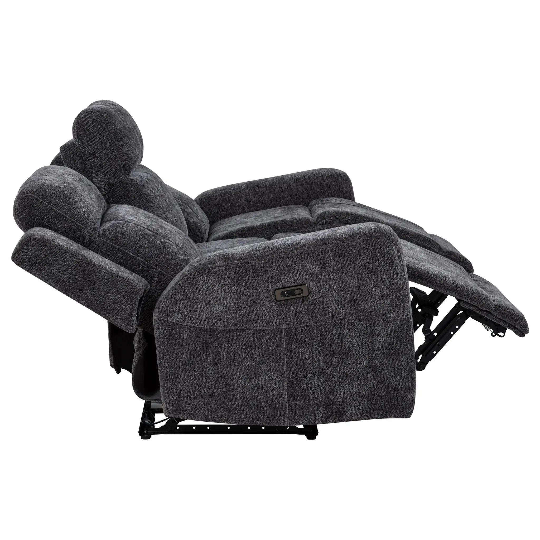 Kennett Chenille Upholstered Power Reclining Sofa Dark Grey by Unique Piece Furniture