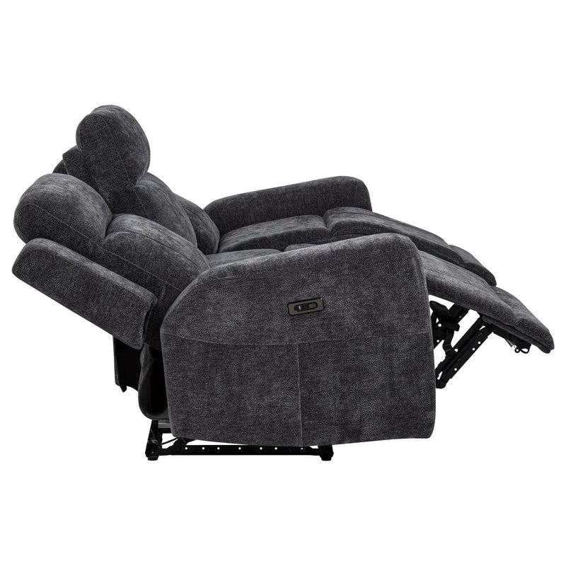 Kennett Chenille Upholstered Power Reclining Sofa Dark Grey by Unique Piece Furniture