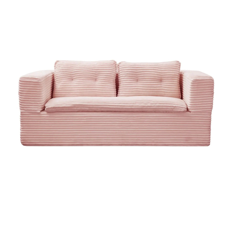 Multi Functional Sectional Sofa Bed With Independent Chaise Lounge And Functional Blanket, Convertible King Size Bed, Deep Seat - Baby Pink by HouseOfZazla
