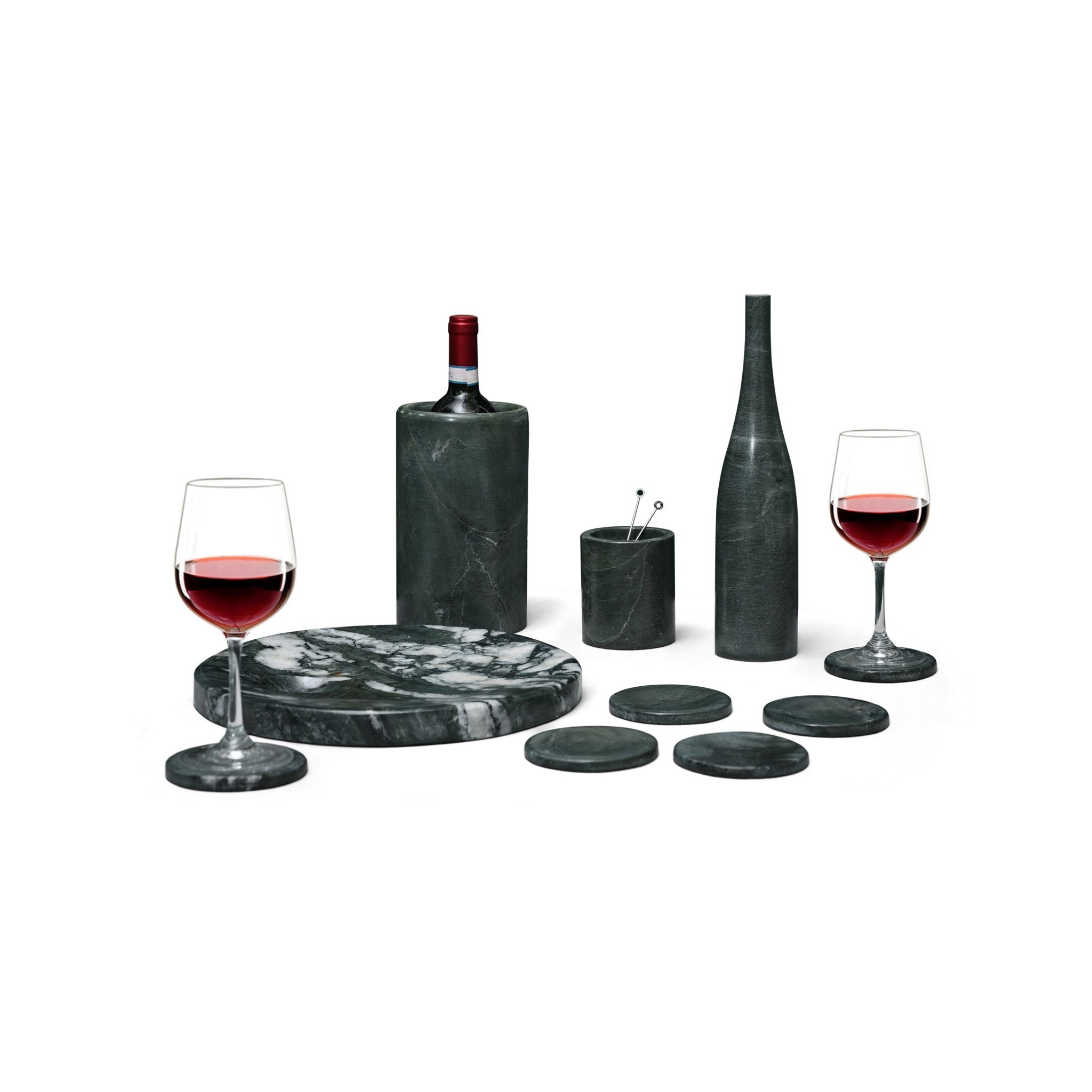 10 Pieces Luxury Natural Marble Dining Room Accessories Set by HouseOfZazla