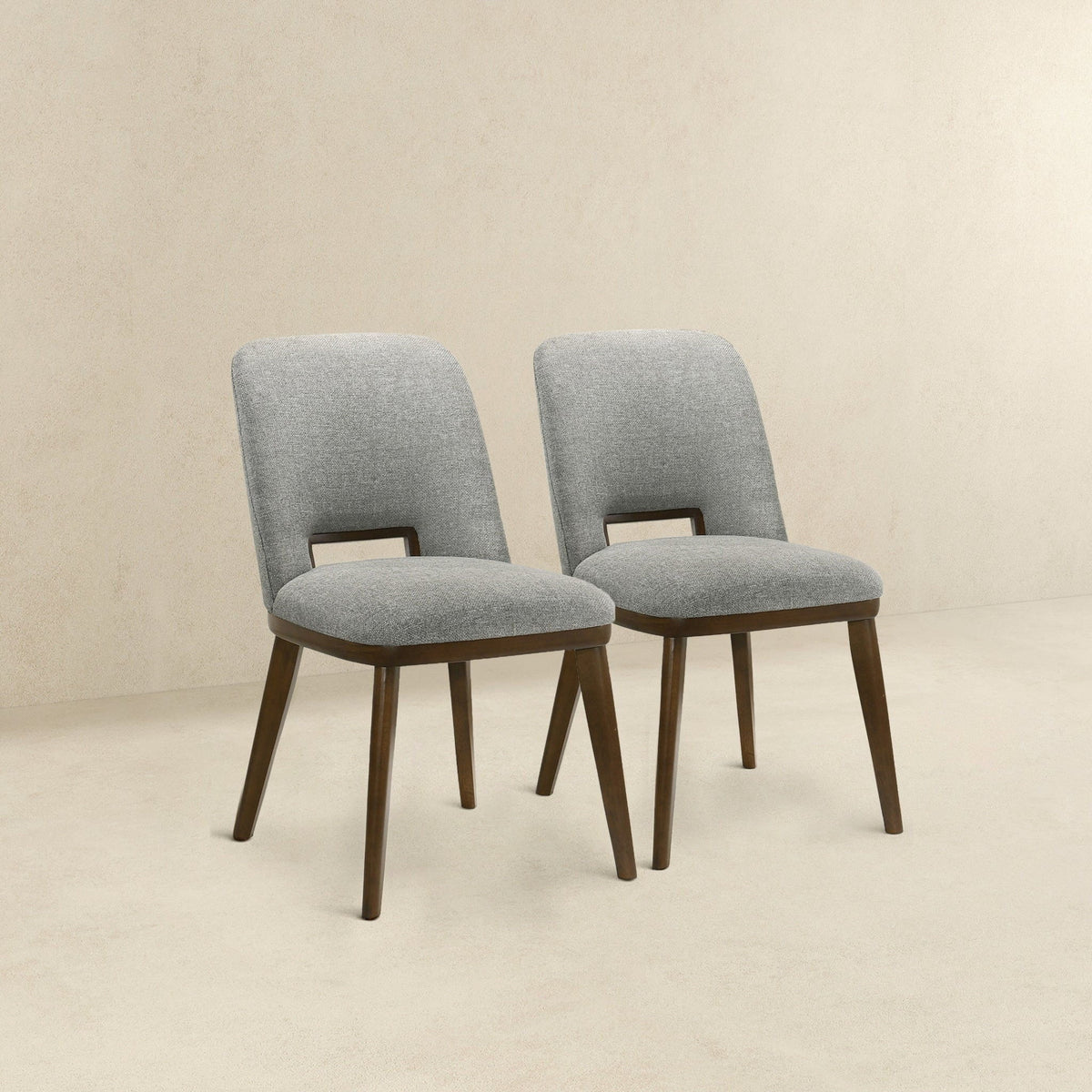 Modern Dining Chair Set of 2 with Walnut Base - Gray or Dark Gray, photo 19 of 31