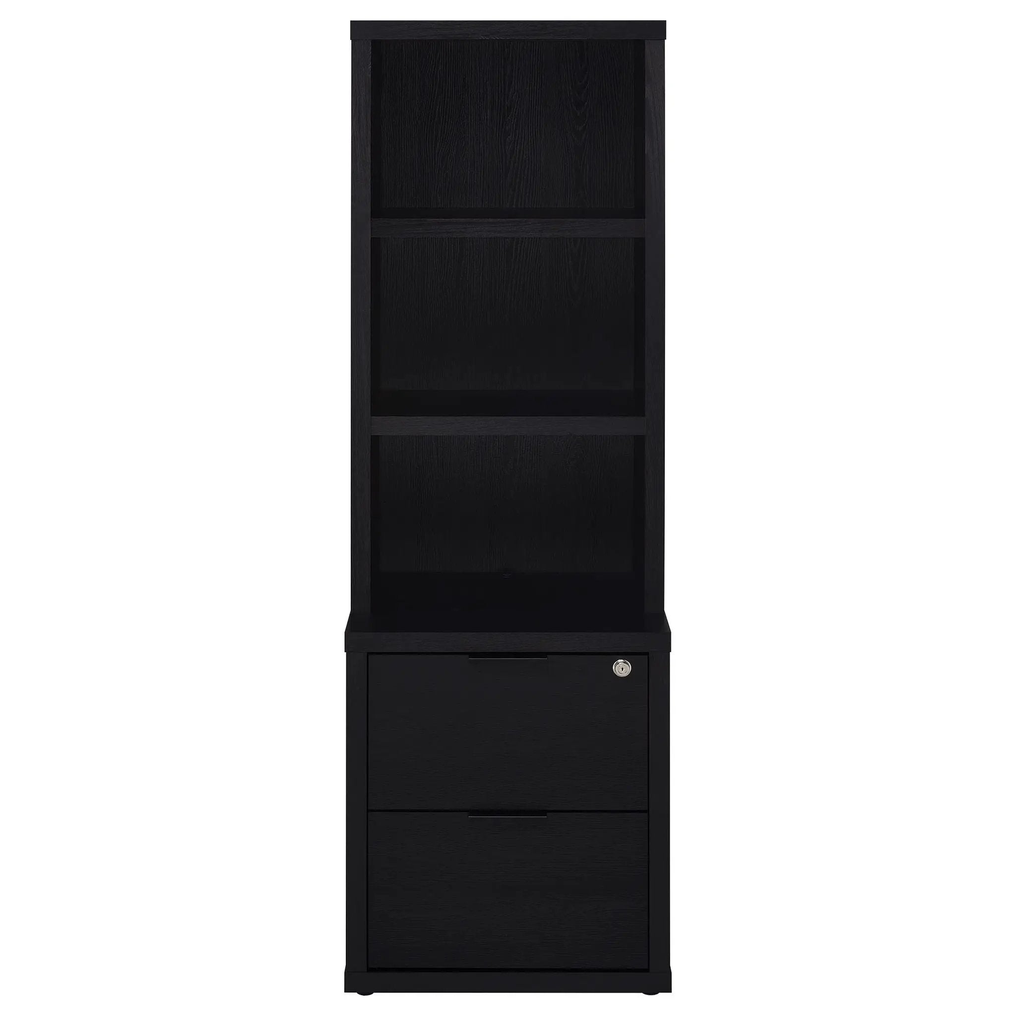 Westpark 3-shelf Bookcase USB and Lockable Drawer Black by Unique Piece Furniture