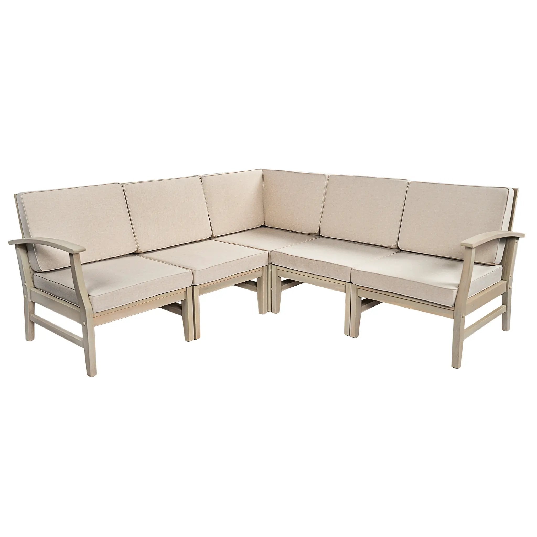 Perla 5-Pcs Sofa Set - Acacia Wood Patio Seating by HouseOfZazla