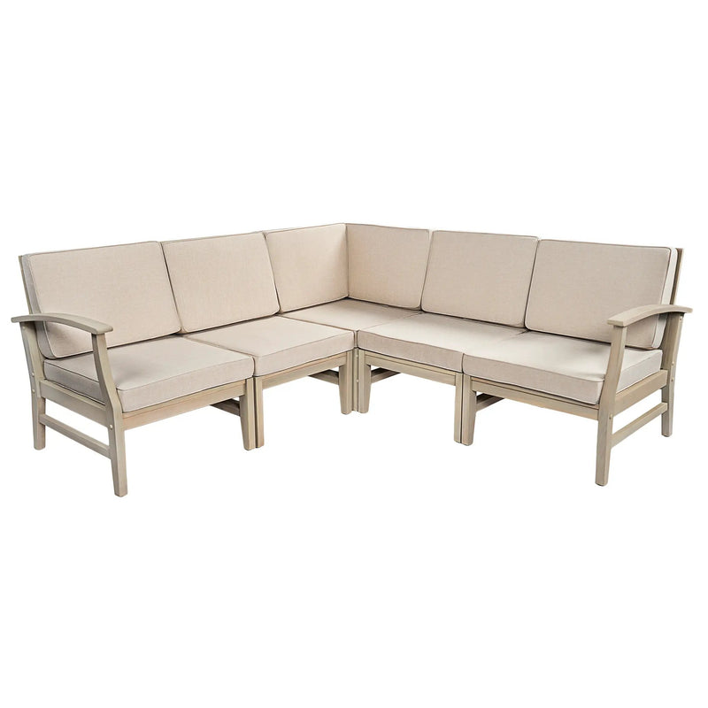Perla 5-Pcs Sofa Set - Acacia Wood Patio Seating by HouseOfZazla