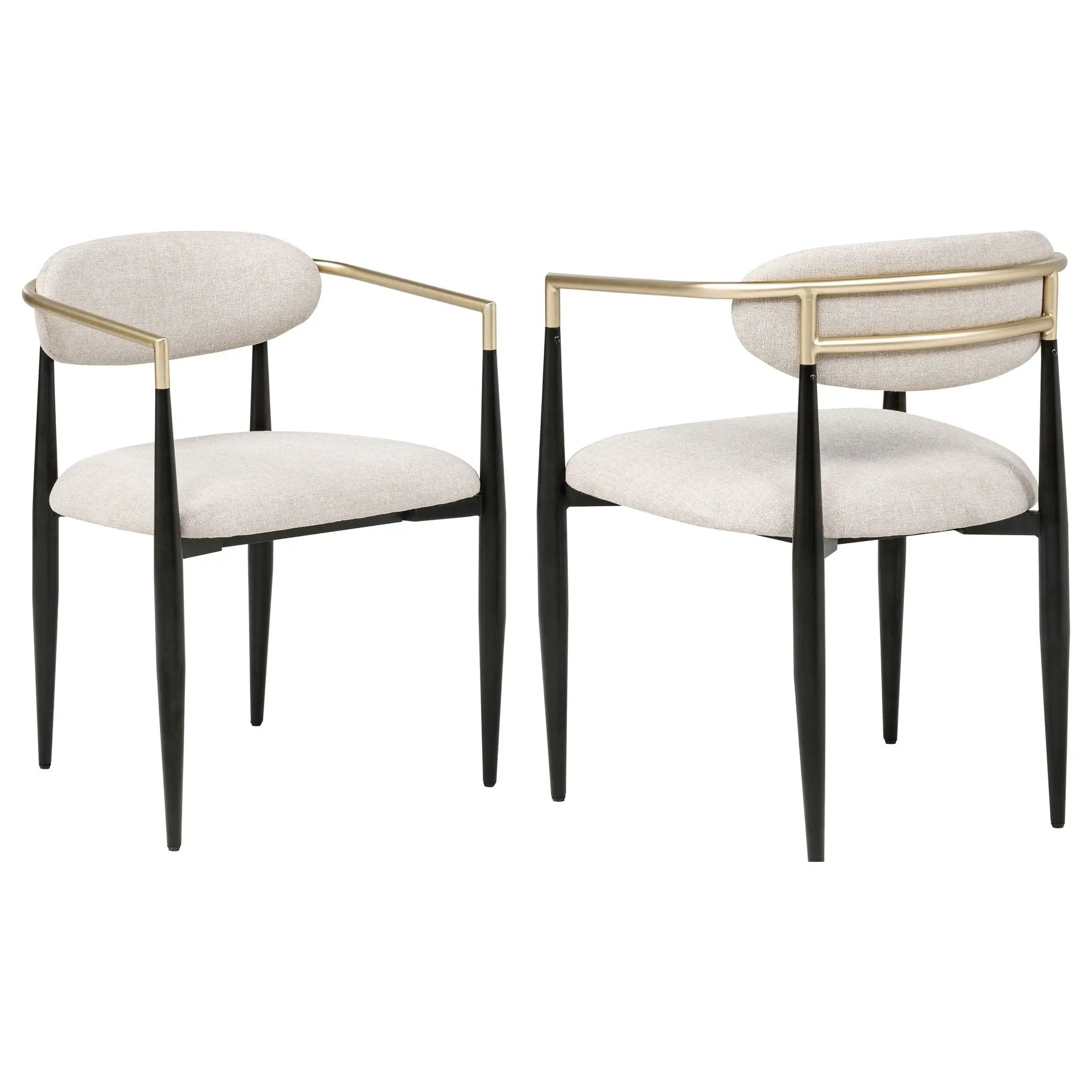Bradbury Fabric Upholstered Dining Arm Chair Beige (Set of 2) by Unique Piece Furniture
