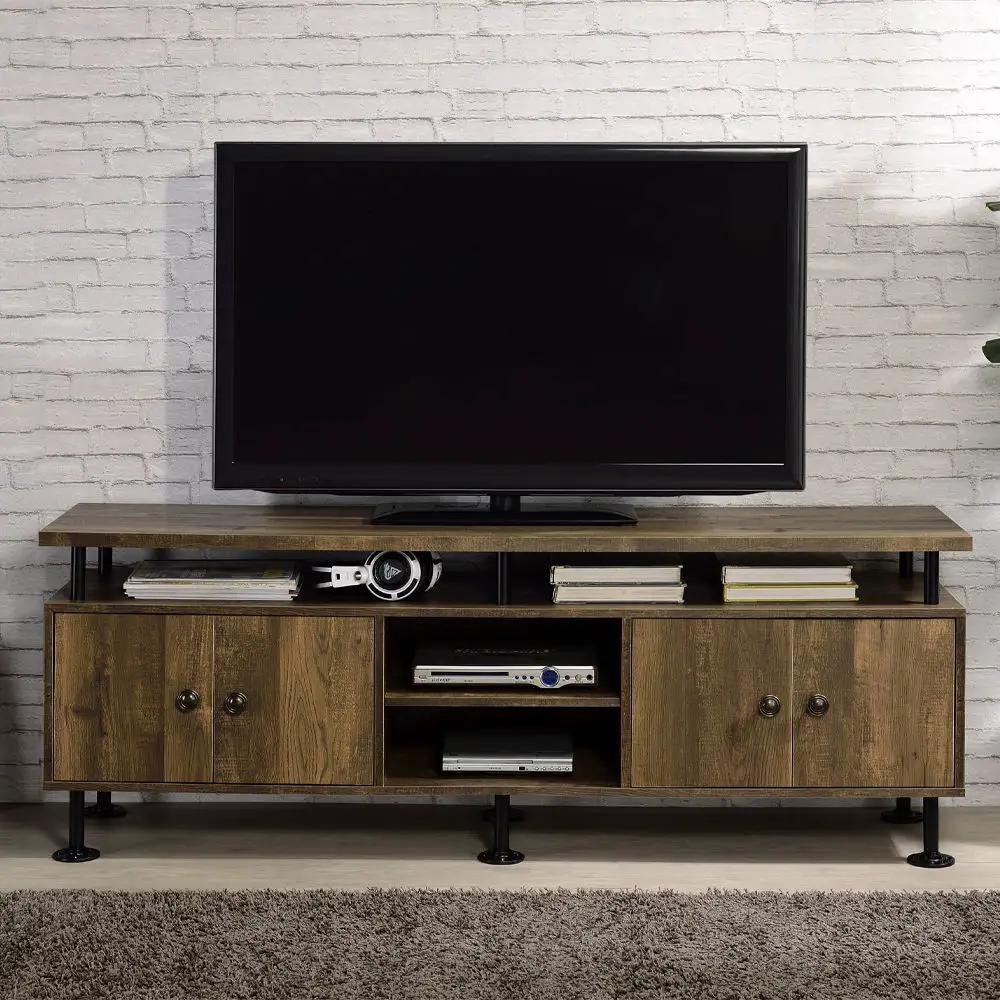 Ensata II - TV Stand - Rustic Oak & Black by Unique Piece Furniture