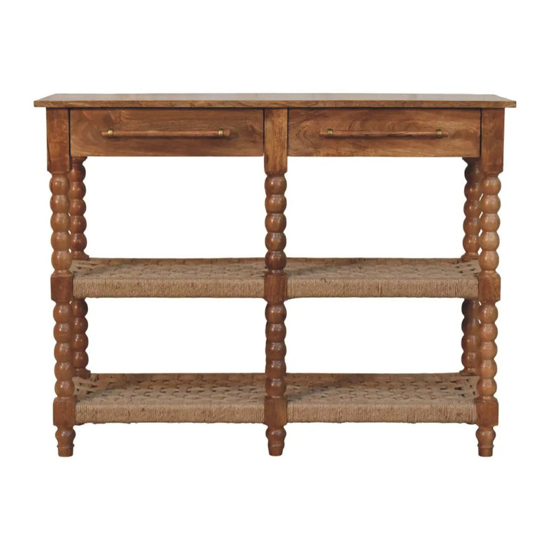 Solid Wood Spindle Woven Console by HouseOfZazla