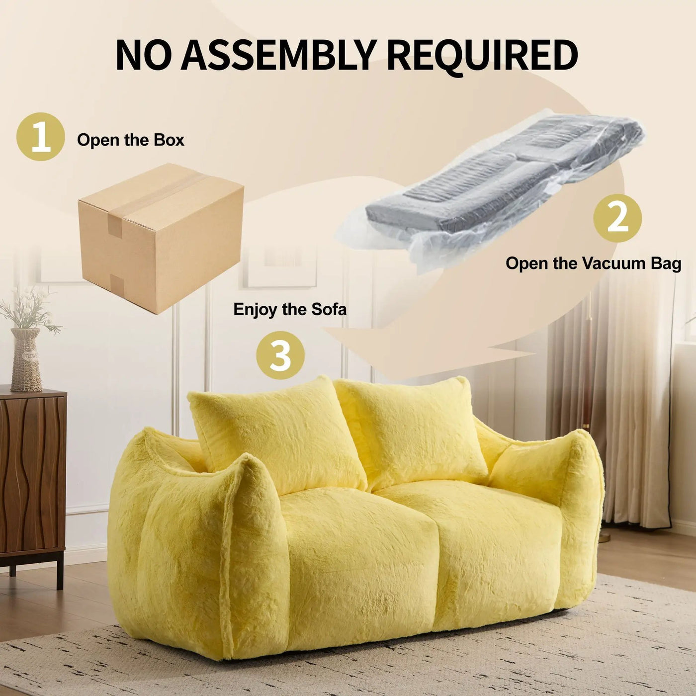 Giant Bean Bag Couch, Ultra Soft Fluffy Loveseat For Living Room by Unique Piece Furniture