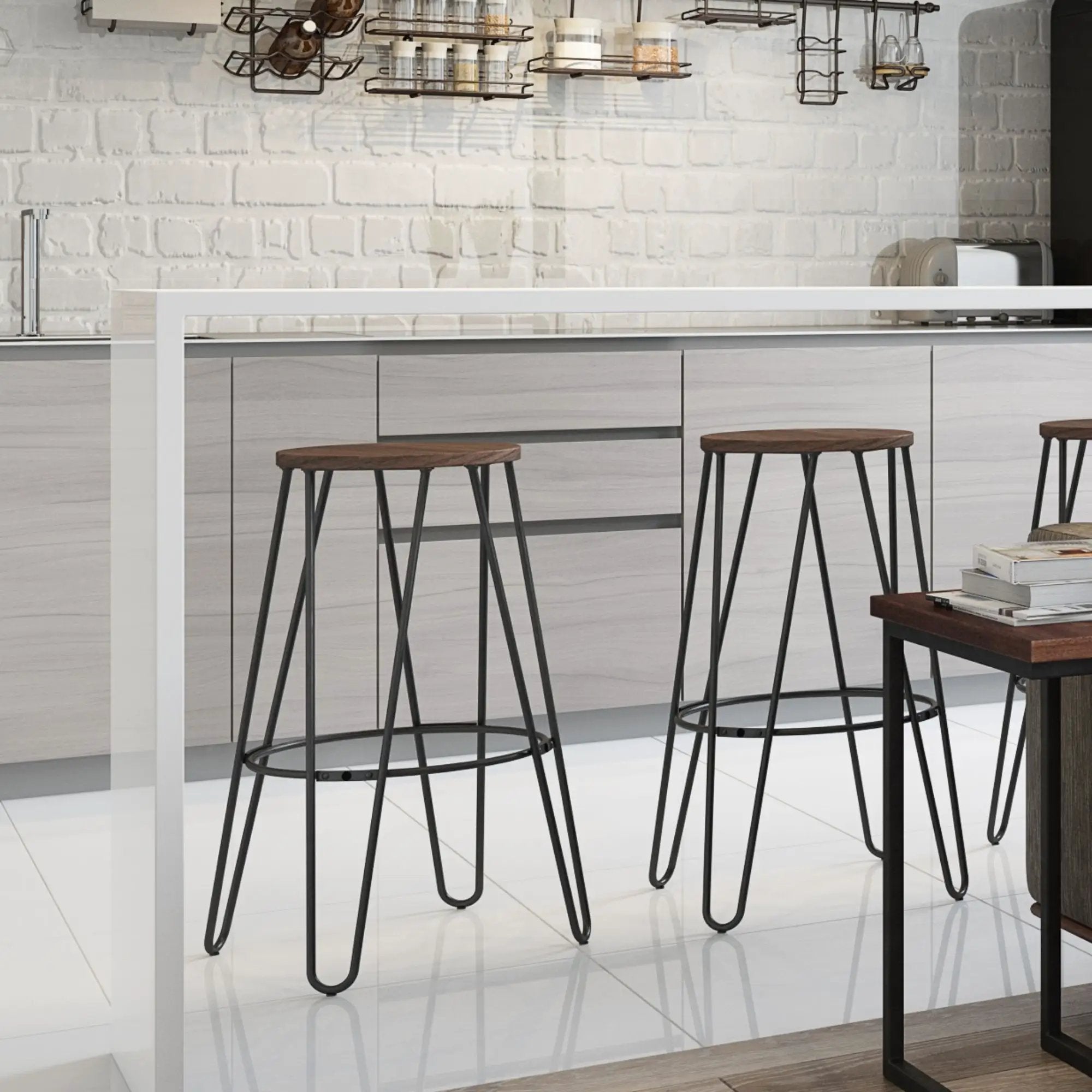 Simeon - Multifunctional Metal Stool With Wood Seat by Unique Piece Furniture