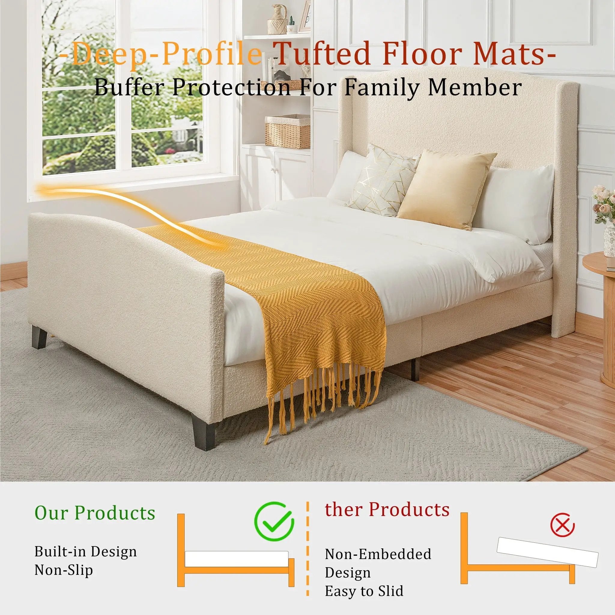Platform Bed Frame With Tall Headboard And High Footboard by HouseOfZazla