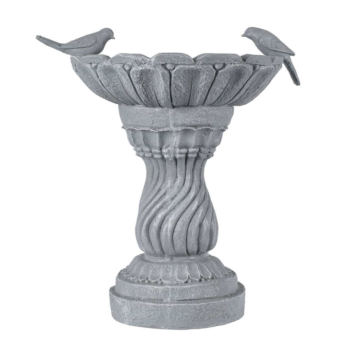 Magnesium Oxide Garden Bird Bath Statue with Vintage Pedestal - Grey, photo 5 of 10