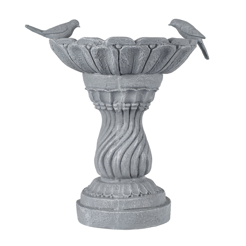 Magnesium Oxide Garden Bird Bath Statue with Vintage Pedestal - Grey, photo 5 of 10
