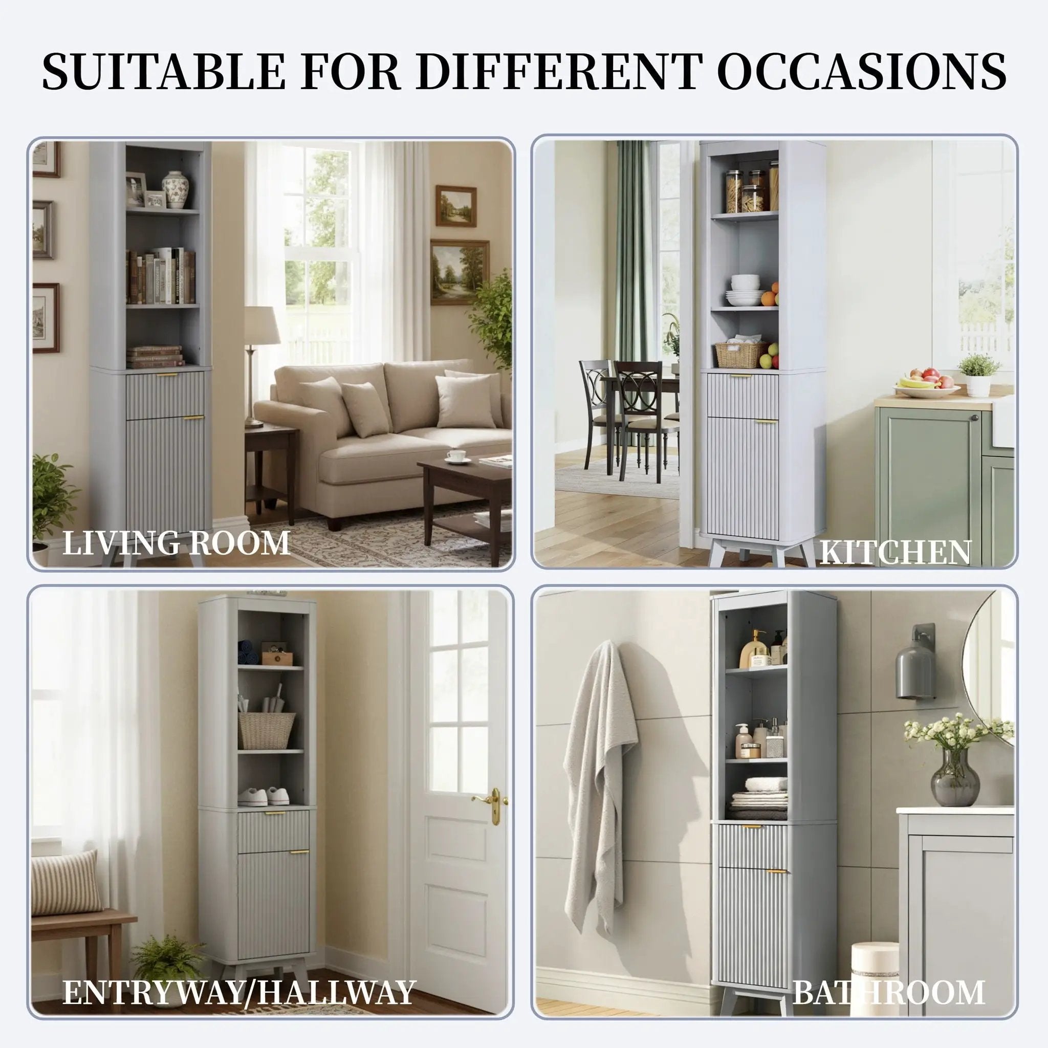 Tall Bathroom Storage Cabinet With Adjustable Shelves And 1 Drawer & Door by HouseOfZazla