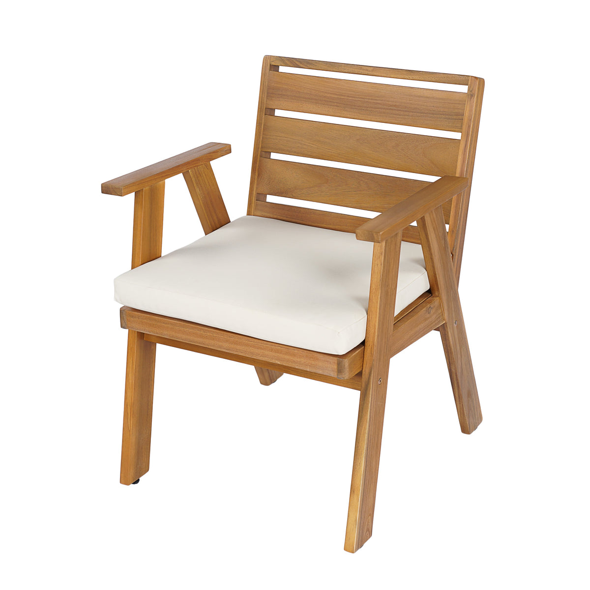 9‑Piece Acacia Wood Outdoor Dining Set, 64" Square Teak Finish Wooden Table & 8 Arm Chairs with, photo 10 of 10