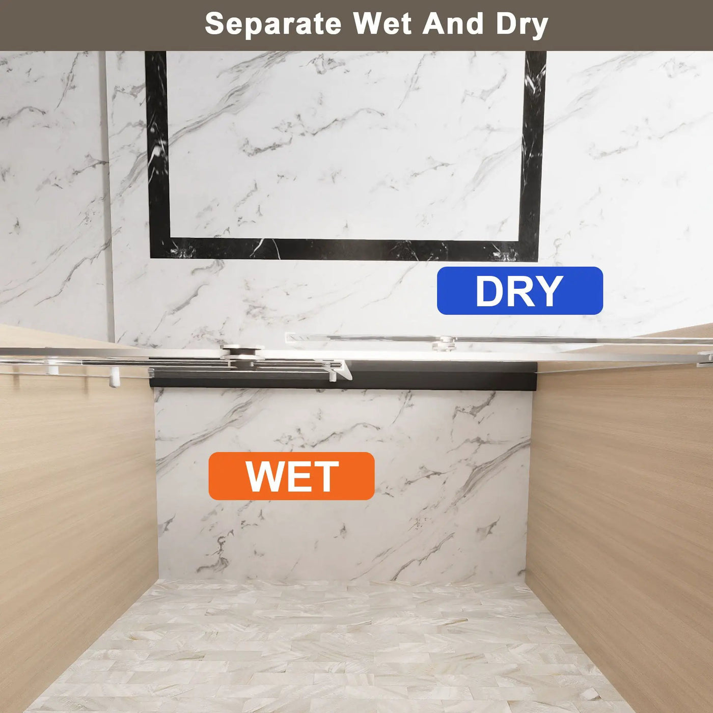 Frameless Single Sliding Shower Door & Handle And Square Tube Track by HouseOfZazla