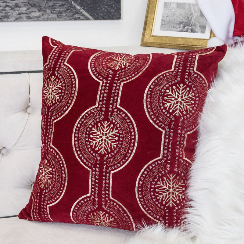 Holiday Throw Pillow With Snowflake Embroidery by Unique Piece Furniture