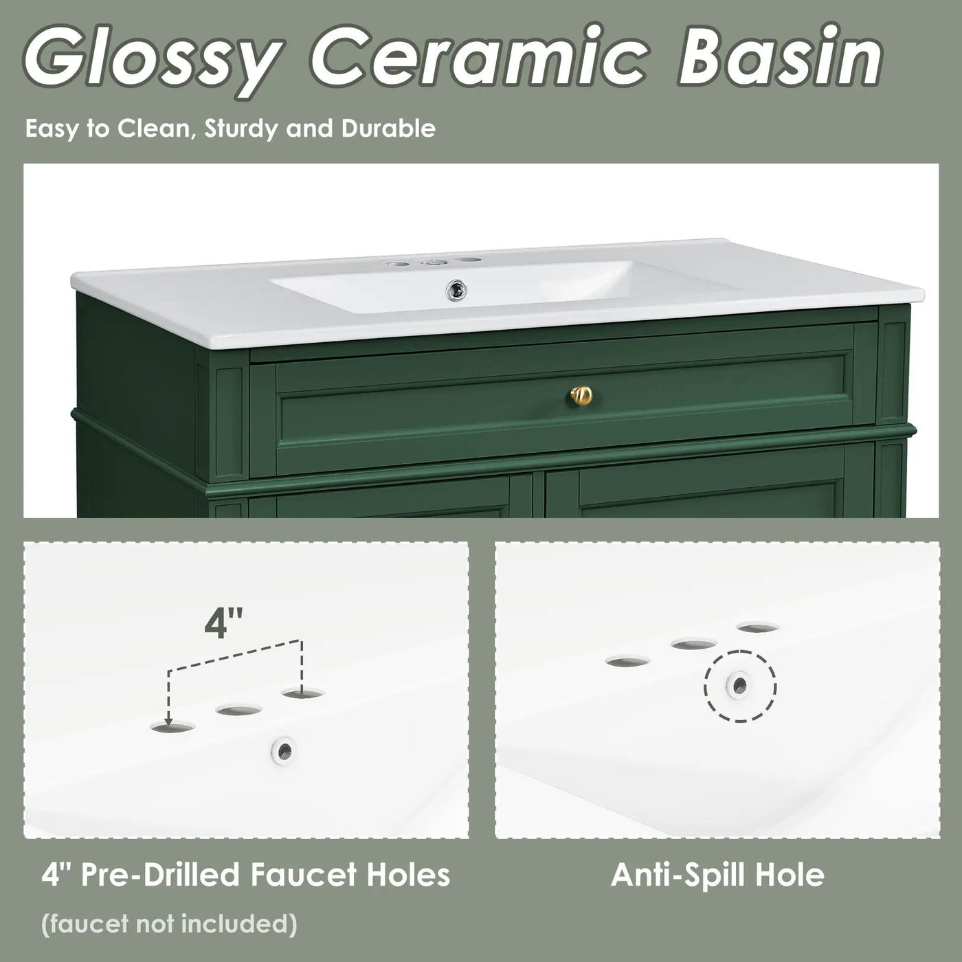 Bathroom Vanity With Top Sink, 2 Drawers And Tip Out Drawer by Unique Piece Furniture