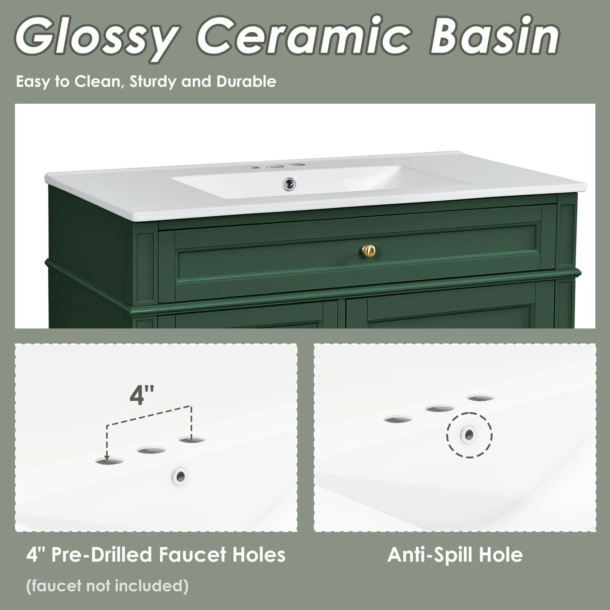 Bathroom Vanity With Top Sink, 2 Drawers And Tip Out Drawer by Unique Piece Furniture