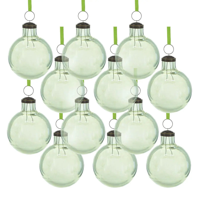 Long Neck Ball Ornaments, Glass Decorative Hanging Ball Christmas Tree Ornaments For Holiday Party Decorations (Set of 12) - Green by HouseOfZazla