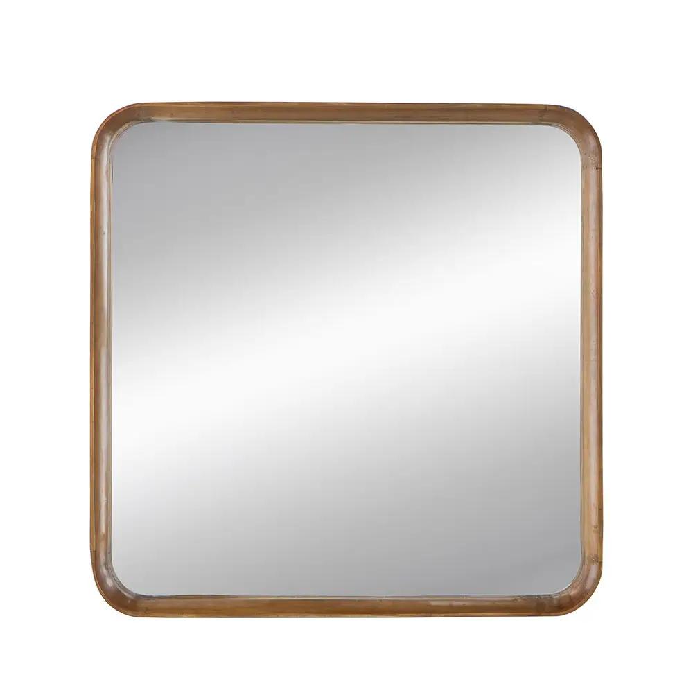 Square Mirror With Wood Frame, Wall Mirror For Living Room Bathroom Entryway - Brown by HouseOfZazla