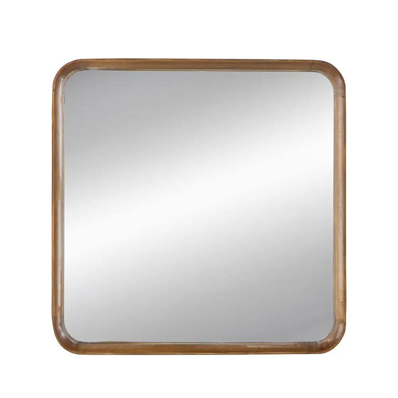 Square Mirror With Wood Frame, Wall Mirror For Living Room Bathroom Entryway - Brown by HouseOfZazla