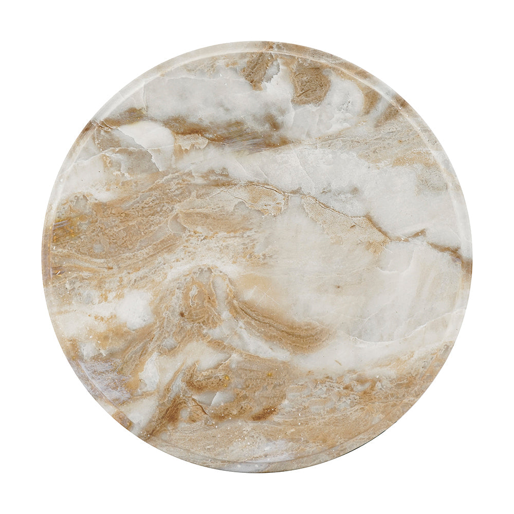 Marble-Look Stool Accent Table with Swirling Stone Finish - Beige, Green, or Black, photo 6 of 10