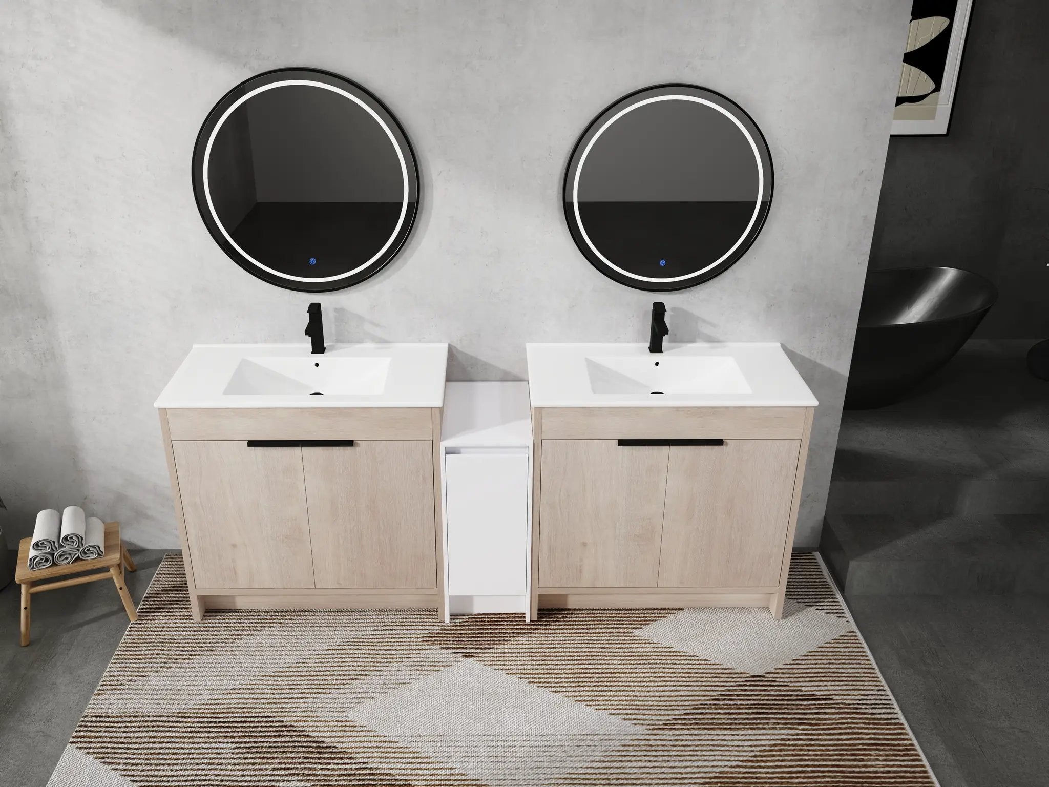 84 Inch Freestanding Bathroom Vanity with Ceramic Sink and Storage Cabinets by HouseOfZazla