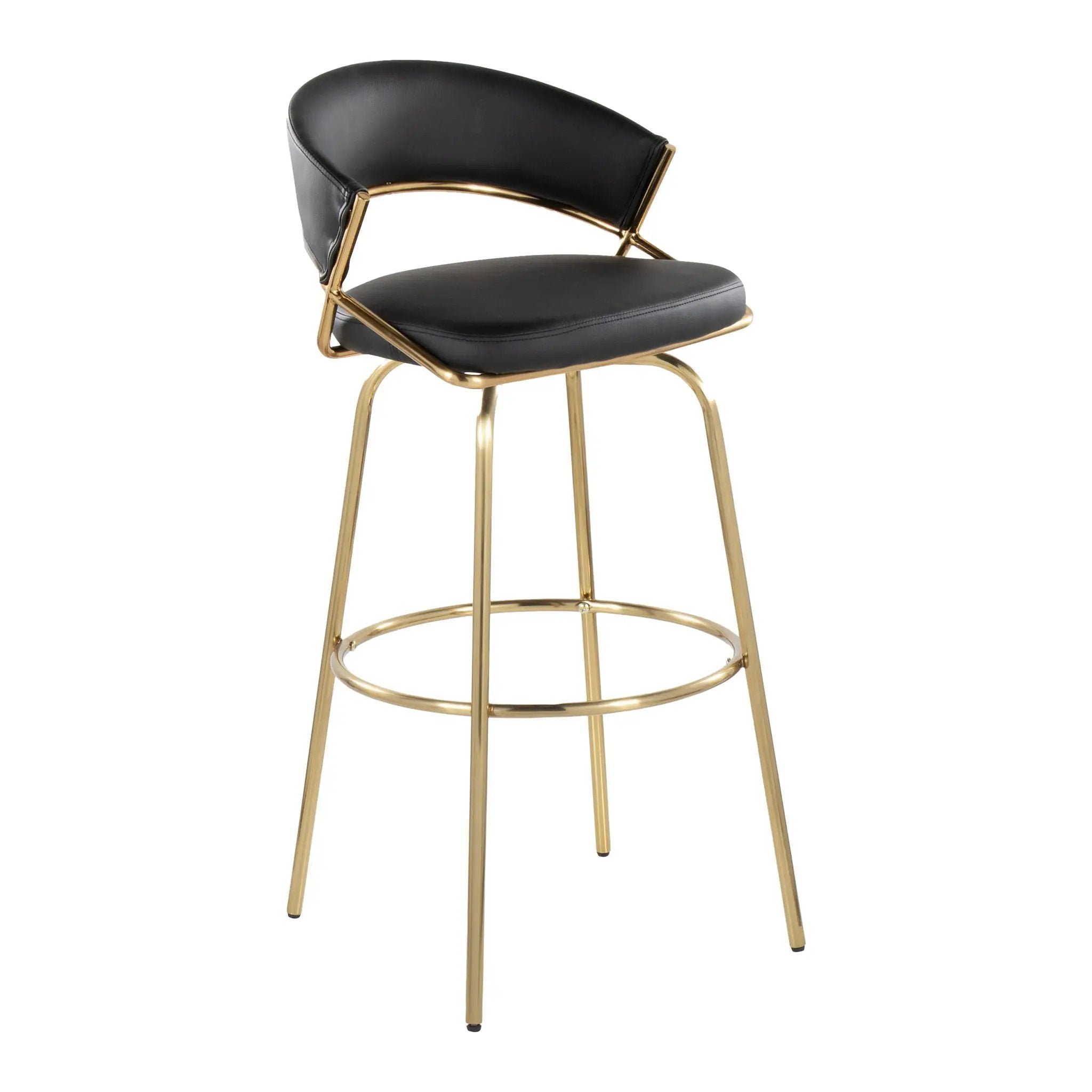 Jie - Fixed Height Contemporary Barstool With Swivel With Round Footrest (Set of 2) by Unique Piece Furniture