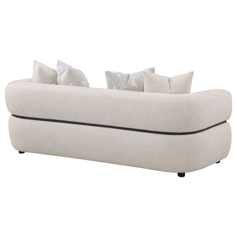Jeanette 84-inch Fabric Upholstered Round Arm Sofa Beige by Unique Piece Furniture