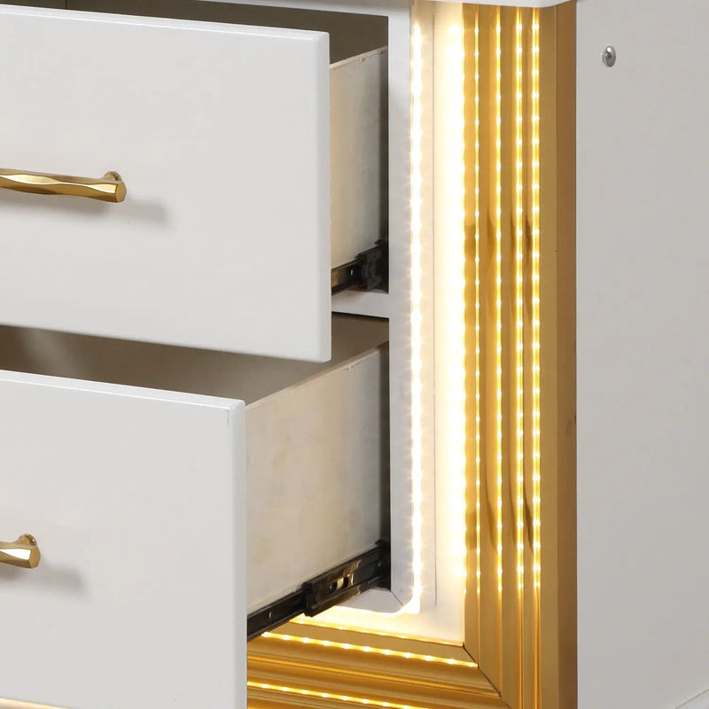 Obsession - 2 Drawer LED Nightstand - White by HouseOfZazla