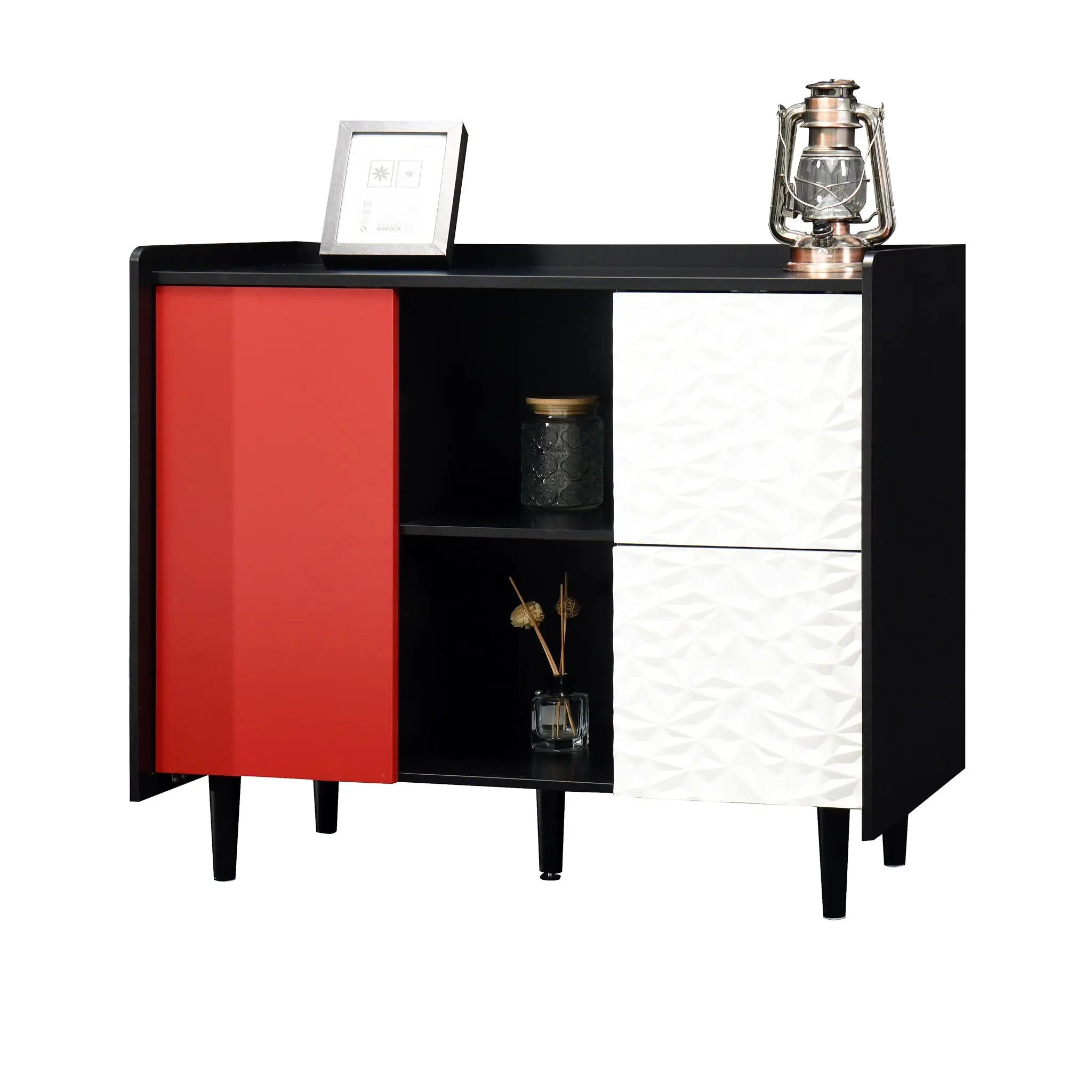 Modern Sideboard Buffet Cabinet With Doors And Unique Panel Styling by HouseOfZazla