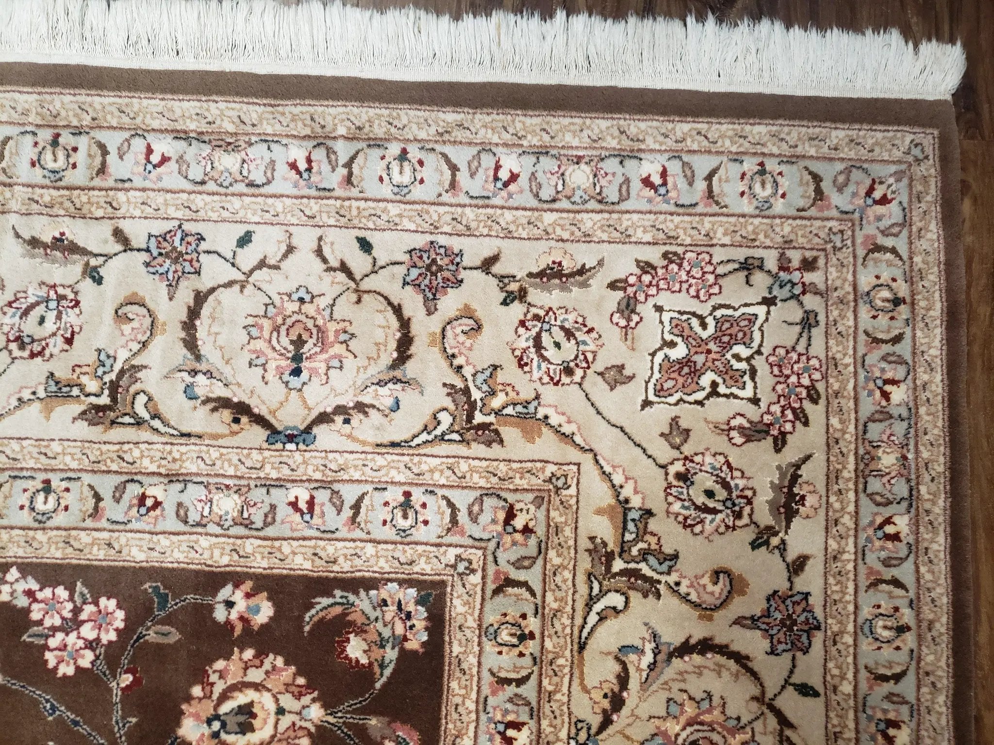 Vintage Pak-Persian Area Rug 9x12, Wool Hand-Knotted Spice Brown & Ivory Traditional Fine Oriental Carpet, Pakistani Carpet, 9 x 12 Fine Rug by Jewel Rugs
