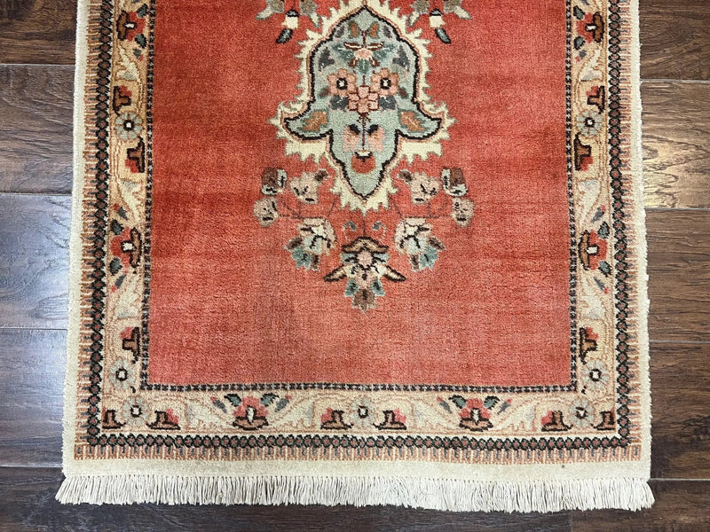 Persian Tabriz Runner Rug 3 x 12, Open Field, Terracotta by Jewel Rugs