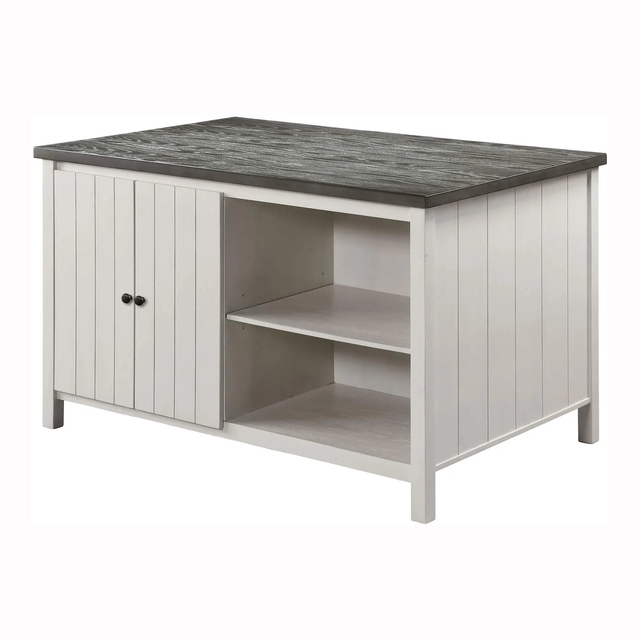 Counter Height Dining Table With Storage Cabinet Base - Dark Gray / Off White / Off White / Gray by Unique Piece Furniture